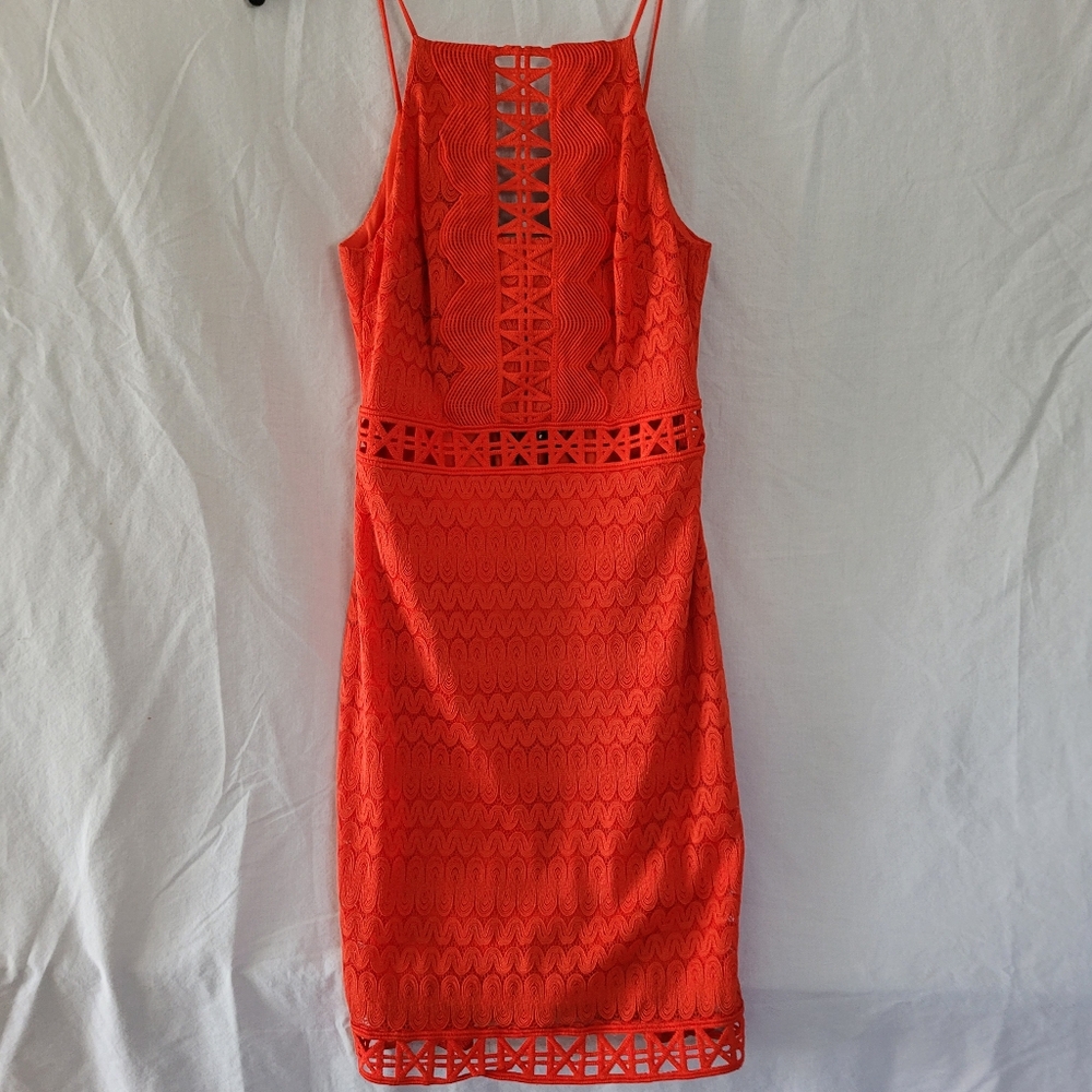 Topshop Vibrant lace Red Sleeveless Dress